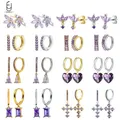 Boucles d'oreilles en argent regardé 925 pour femmes boucles d'oreilles en or violet boucle