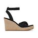 TOMS Women's Black Marisela Wedge Sandals Sandals, Size 6