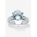 Women's 3.80 Tcw Round Genuine Blue Topaz Solitaire Ring .925 Sterling Silver by PalmBeach Jewelry in Blue (Size 9)