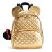 Disney Bags | Disney Minnie Mouse 3-D Quilted Gold Mini Backpack & Pom-Pom Charm & Keychain | Color: Gold | Size: Small