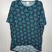 Lularoe Tops | Lularoe Irma Hi-Lo Tunic Top Sz Xxs Blue Black Ribbon Weave Oversized Euc | Color: Black/Blue | Size: Xxs