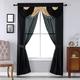 Regal Home Collections Amore Curtains 5-Piece Window Curtain Set - 54-Inch W x 84-Inch L Panels with Attached Valance and 2 Tiebacks - Bedroom Gothic Curtains and Living Room Curtains (Black/Gold)
