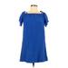 Madewell Casual Dress - Shift Square Short sleeves: Blue Print Dresses - Women's Size X-Small