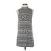 I. Joah Casual Dress - Shift Mock Sleeveless: Gray Aztec or Tribal Print Dresses - Women's Size P