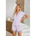 Alwyn Home RH Womens Pajama Set Lace Button Front Short Sleeve Sleepwear Pjs Sets Top & Shorts RHW4012 Cotton Blend | 44 H x 16 W in | Wayfair