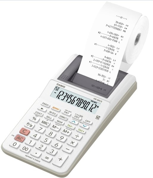 Casio Druckender Kompaktrechner, weiß, 12-stelliges Display, Euro-Umrechnung (2 Kurse) Image