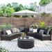 6 Pieces Outdoor Sectional Half Round Patio Rattan Sofa Set, PE Wicker Conversation Set