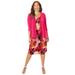 Plus Size Women's Classic Jacket Dress by Catherines in Pink Burst Tropical Leaves (Size 2X)