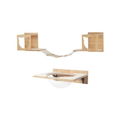 Frisco Acrylic Bowl Wall Mounted Wall Shelf + Cat Silhouette with Bridge Wall Mounted Cat Wall Shelves