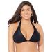 Plus Size Women's Elite Triangle Bikini Top by Swimsuits For All in Ribbed Black (Size 4)