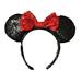 Disney Accessories | Disney|Minnie Mouse|Red & Black|Sequins|Ear Headband|One Size|Euc | Color: Black/Red | Size: One Size