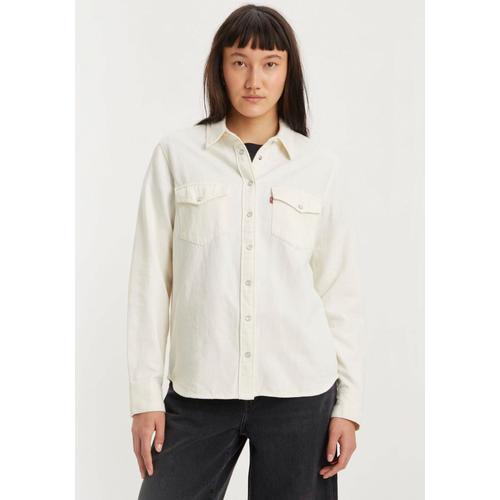 „Jeansbluse LEVI’S „“ESSENTIAL WESTERN““ Gr. S (34), weiß (wollweiß) Damen Blusen mit Brusttaschen Druckknöpfen“
