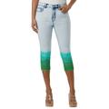 K Jordan Ombre High-Rise Capri (Size 16) Blue-Green Ombre/Acid Wash, Cotton,Polyester,Spandex