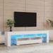 Modern Living Room Furniture TV Stand with 2 Drawers & 2 Open Shelves, TV Cabinet 20-Color RGB LED Lights with Remote