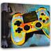 Red Barrel Studio® Video Game Controller 120 by Stephen Chambers - Wrapped Canvas Painting Canvas in Black/Blue/Yellow | Wayfair