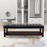 Wildon Home® McFetridge Storage Bench Faux Leather/Solid + Manufactured Wood/Wood/Upholstered/Leather in Brown | Wayfair