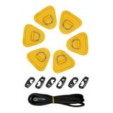 MoreChioce 6PCS Stainless Steel D-ring Patch Heavy Duty SUP Bungee Deck Rigging Kit with 2.5m Elastic Rope for PVC Inflatable Boat Kayak Canoe Deck Accessories Yellow