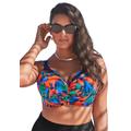 Plus Size Women's Crochet Bra Sized Underwire Bikini Top by Swimsuits For All in Bright Tropics (Size 40 G)