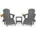SERWALL 5-Piece Adirondack Chair Set W/ Ottoman and Side Table Adjustable Backrest Adirondack Chair Gray