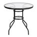 Mairbeon Outdoor Dining Table Round Toughened Glass Table Yard Garden Glass Table