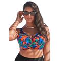 Plus Size Women's Crochet Bra Sized Underwire Bikini Top by Swimsuits For All in Bright Tropics (Size 36 DD)