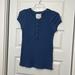 American Eagle Outfitters Tops | American Eagle Outfitters Snap Button Cap Sleeve Blue Xl Top | Color: Blue | Size: Xl