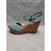 American Eagle Outfitters Shoes | American Eagle Cork Wedge Sandals Size 8.5 Strappy | Color: Blue/Brown | Size: 8.5