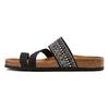 Pantolette LASCANA "Mule, Sandale, offener Schuh, Sommerschuh", Damen, Gr. 42, schwarz, Obermaterial: 50% Synthetik, 50% Textilmaterial. Decksohle: 100% Rindsleder. Laufsohle: 100% Synthetik, Glitzer, casual, Schuhe, mit Komfortkorkfußbett aus Leder...