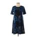 Ann Taylor LOFT Casual Dress - A-Line: Blue Floral Motif Dresses - Women's Size X-Small Petite