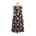 Nine Britton Casual Dress - A-Line Crew Neck Sleeveless: Black Floral Dresses - Women's Size Small