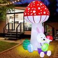 The Holiday Aisle® Easter Bunny & Mushroom Inflatable Polyester in Green/Indigo/Red | 72 H x 40 W x 40 D in | Wayfair