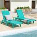 Beachcrest Home™ Shavon 78.2" Long Reclining Single Chaise w/ Table Plastic in Blue | 38 H x 22.8 W x 78.2 D in | Outdoor Furniture | Wayfair