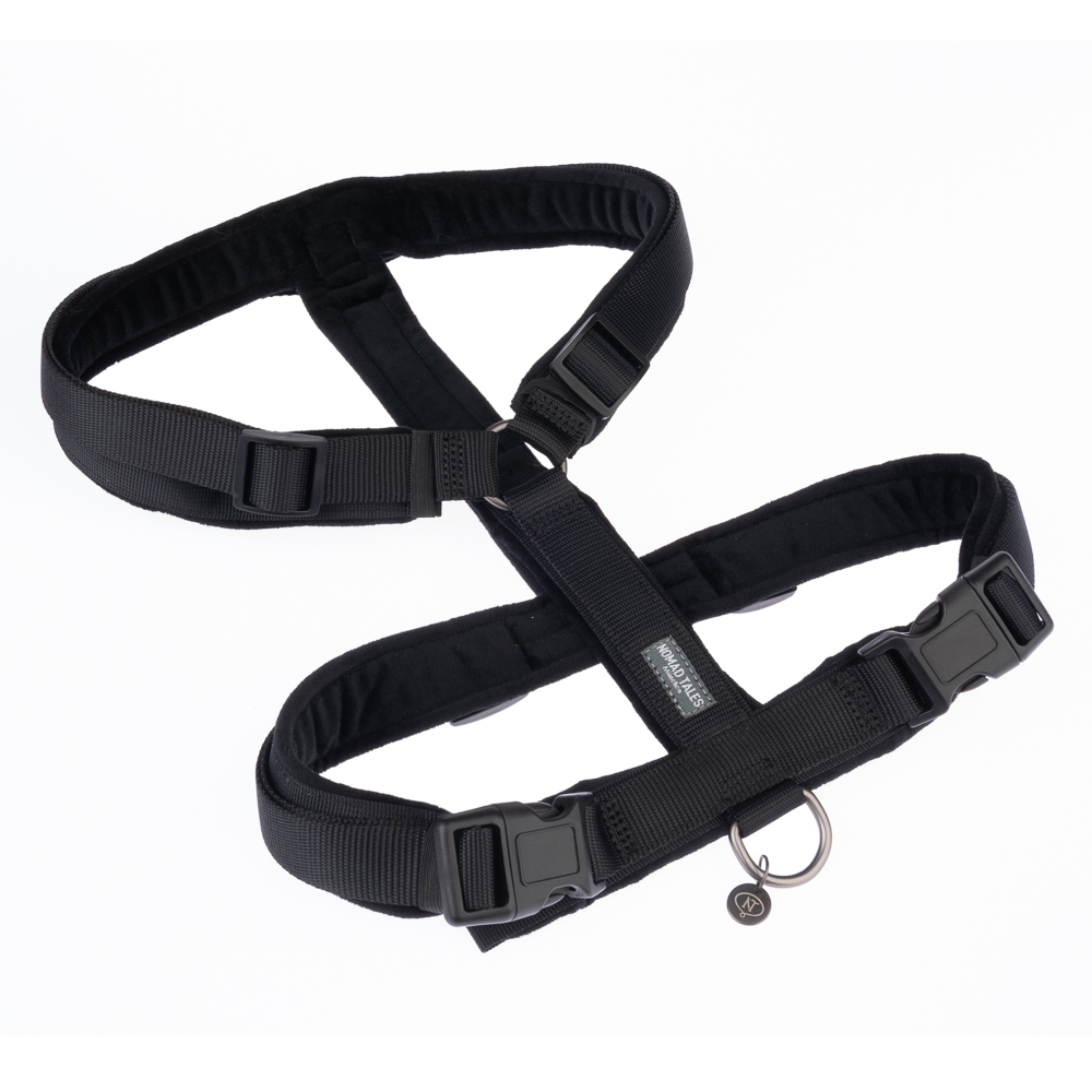 Harnais Nomad Tales Blush, ébène pour chien - taille S : tour de poitrail 37 - 53 cm, l 15 mm