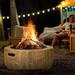 Outsunny Outdoor Fire Pit, 24 Inch Metal Wood Burning Fireplace with Spark Cover, Poker, Woodgrain Design