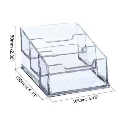 Business Card Holder Plastic 3 Slots Desktop Name Card Display Stand - Clear