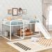 L-Shaped Full and Twin Size Metal Bunk Bed with Slide and Ladder