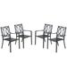 Outdoor Dining Chairs with Arms Steel Slat Seat Stacking Garden Chair