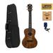 Luna Guitars Concert Ukulele UKE CORAL Solid Mahogany Soft Case Bundle