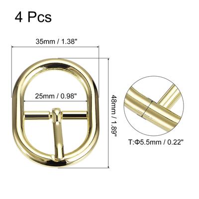 4Pcs Single Prong Belt Buckle Oval Center Bar Buckles for Belt