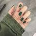 24pcs Retro Forest Green Square Head Artificial Nail Tips Ins Samll Fresh Pure Color Short Full Cover False Nails