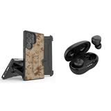 BC Armor Case for Galaxy S23 Bundle with Heavy Duty Belt Holster Case (Desert Digital Camo) with Premium Earbuds