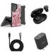 BC Armor Case for Galaxy S23 Bundle with Heavy Duty Belt Holster Case (Cherry Blossom) Earbuds UL Wall Charger Digital LED Cable