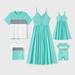 PatPat Easter Mommy and Me Family Matching 95% Cotton Solid V Neck Ruched Cami Dresses and Colorblock Short-sleeve Tee