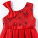 Eashery Baby Girls Dresses Girls Dress Flutter Sleeve A-Line Button Down Sundress Casual Midi Dresses for 4-12 Years Kids Red 3-4 Years