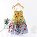 Eashery Toddler Tutu Dresses Girls Puff Sleeve Square Neck Boho Frilly Smocked Shirred Flared Midi Dress 4-14T Yellow 6 Years