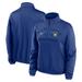 Women's Nike Royal Milwaukee Brewers Rewind Splice Half-Zip Semi-Cropped Bubble Hem Sweatshirt