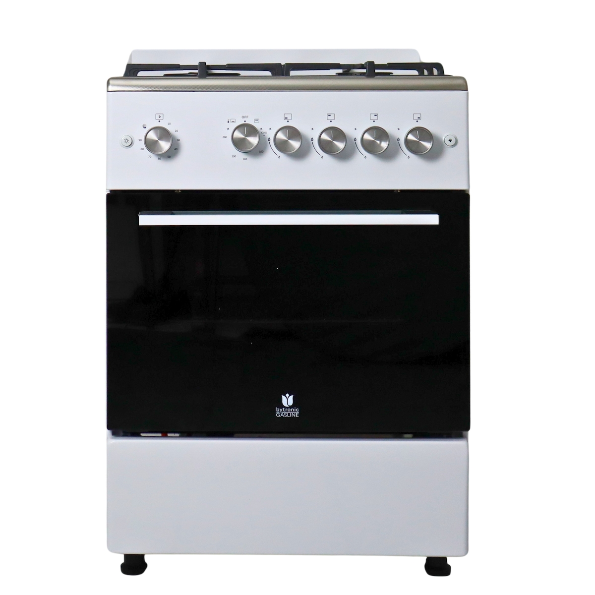 Gasline Gas-Standherd Gasbackofen mit Thermostat, 60cm SHGG6060FGWW, Grill, Umluft, Weiß / gewalztes Edelstahl, elektrische Zündung Erdgas Propangas Image