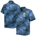 Men's Tommy Bahama Navy Michigan Wolverines Big & Tall Coast Luminescent Fronds IslandZone Button-Up Camp Shirt