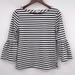 J. Crew Tops | J. Crew - Womens Small Striped Bell Sleeve Boat Neck Blouse Short Top Nautical | Color: Black/White | Size: S