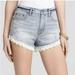 Free People Shorts | Free People Lace Trim Light Wash High Waist Denim Shorts Size 31 | Color: Blue | Size: 31